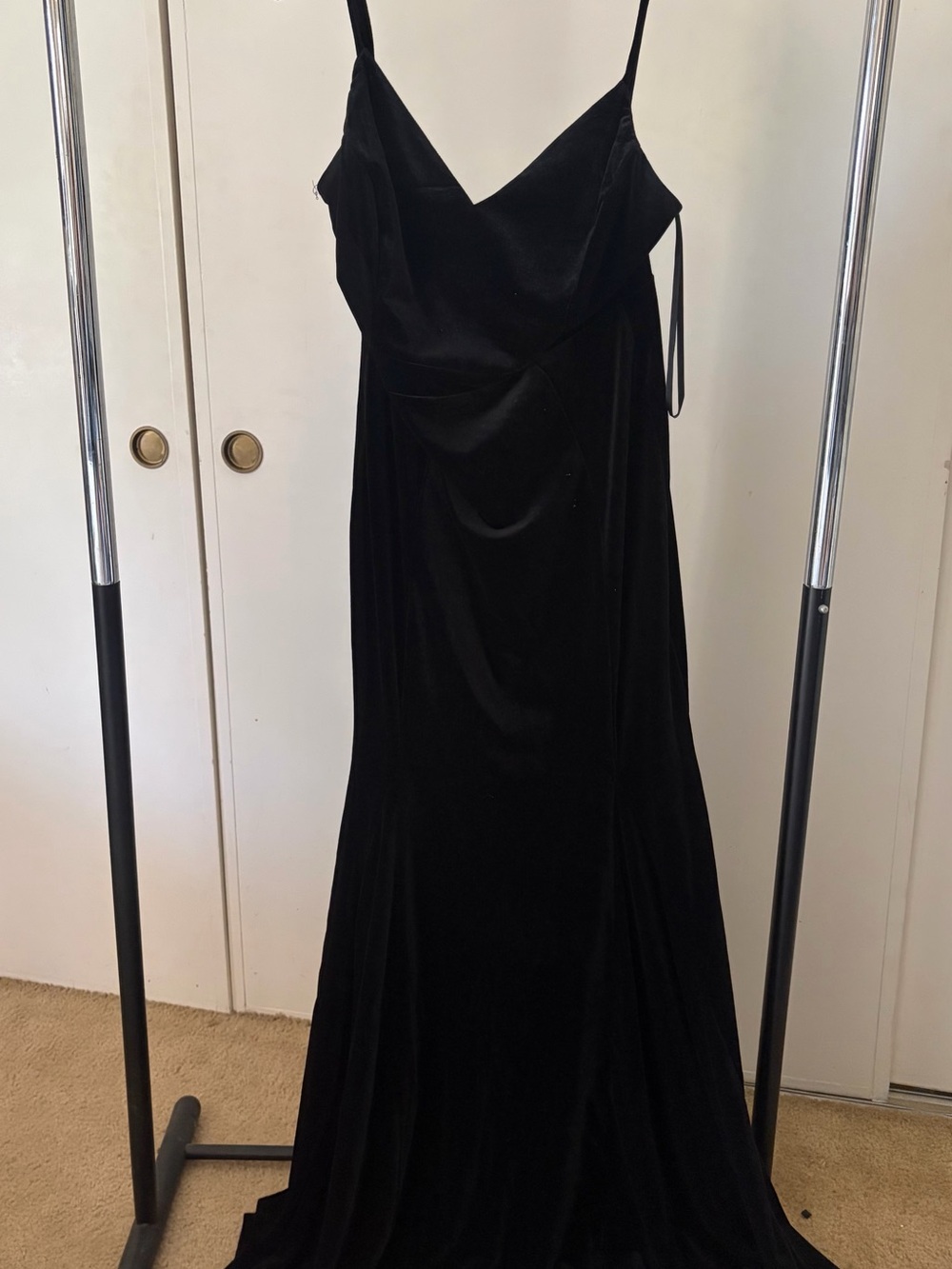 Black Velvet Mermaid flare Dress with V Neck